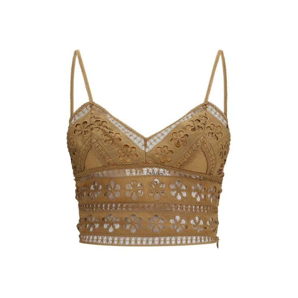 Charo Ruiz Brown Cotton Sleeveles Women's T-Shirt